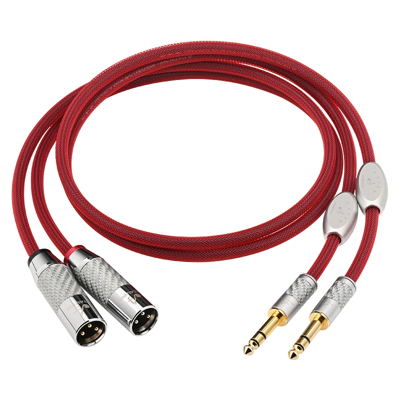 كابل صوت ATAUDIO HiFi 6.5 إلى XLR فضي نقي عالي الجودة مزدوج 6.5 مم TRS إلى 2XLR 3Pin قابس متوازن لميكروفون مكبر للصوت