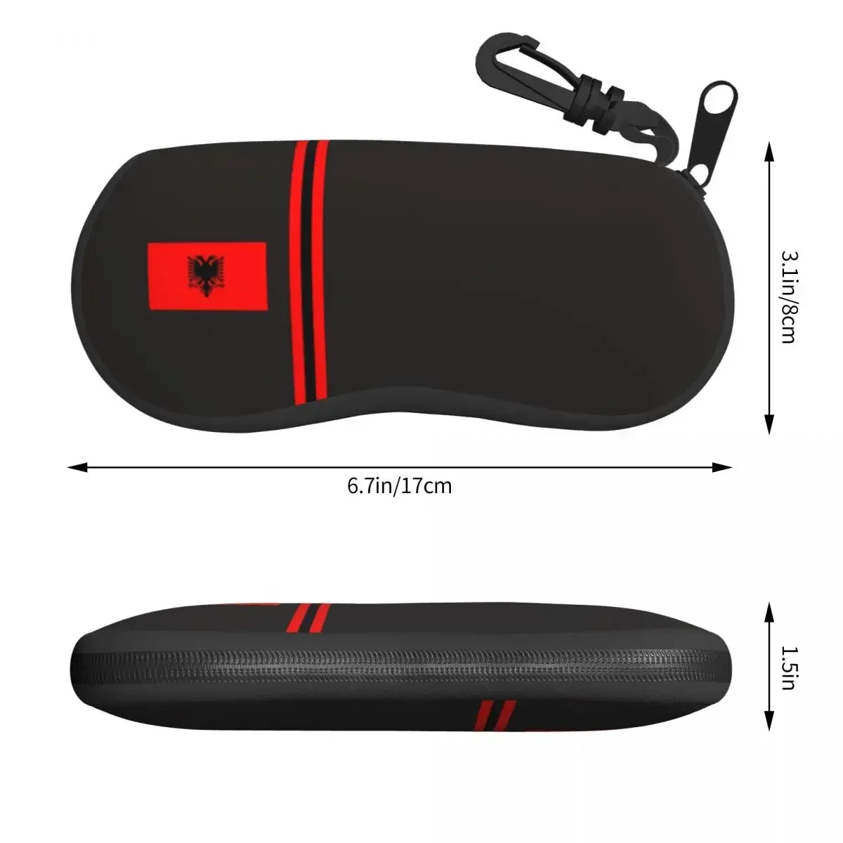 Custom Albania Flag Stripe Shell Glasses Case Unisex Travel Albanian Patriotic Eyeglasses Case Sunglasses Protector Box