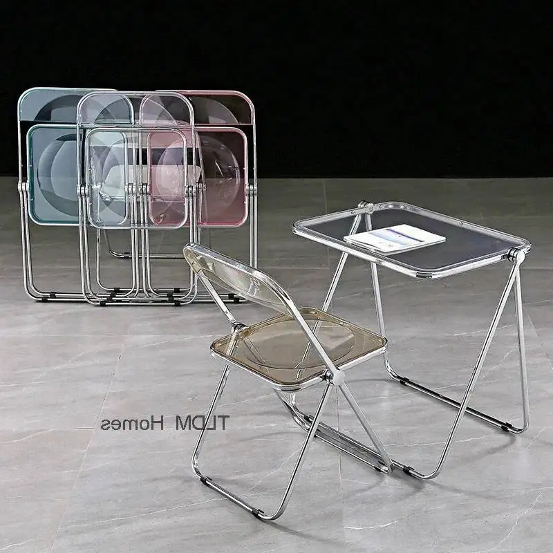Minimalist Outdoor Net Red Transparent Folding Table Bedroom Balcony Table And Home Chair Combination Modern Portable Table