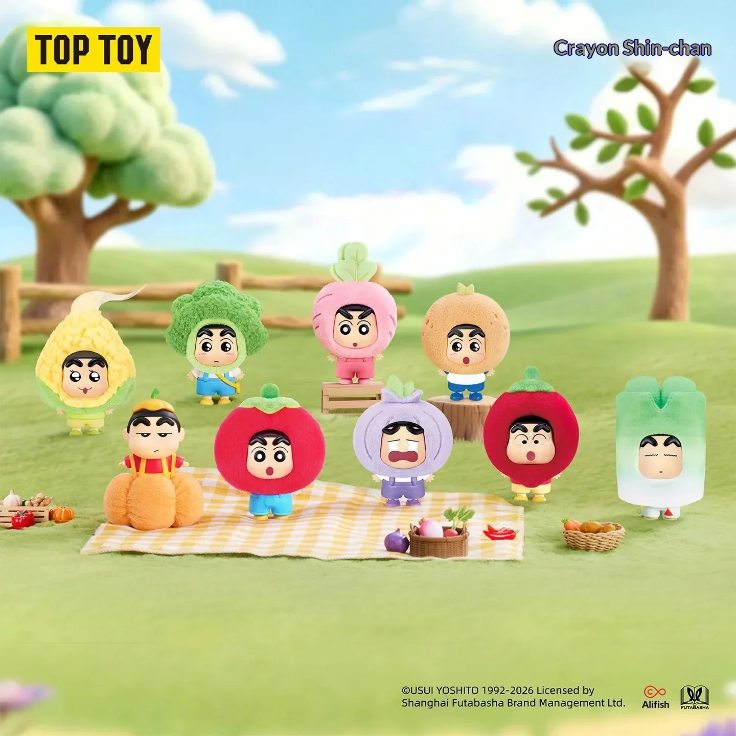 TOPTOY Crayon Shin Chan Vegetable Series Pendant Blind Box Detachable Headcover Soft Plush Bag Pendant Gift For Anime Fans
