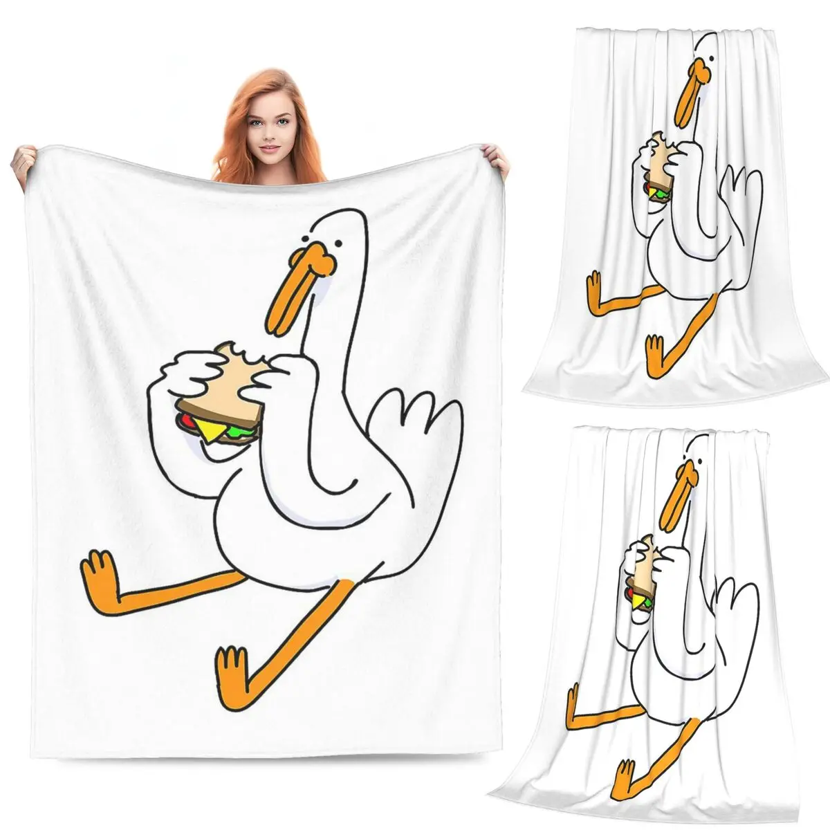 

Sandwich Goose Blanket Fleece Sofa Throw Blanket Portable for Couch Bedding Travel Throws Bedspread Quilt