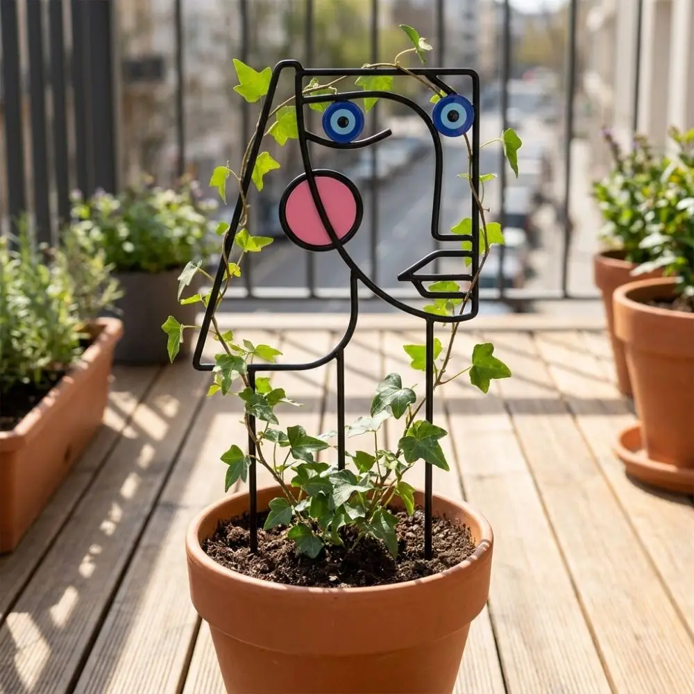 Abstract Line Plant Climbing Trellis Geometric Face Iron Art Vine Climbing Rack Strong Load Bearing Weather Resistance