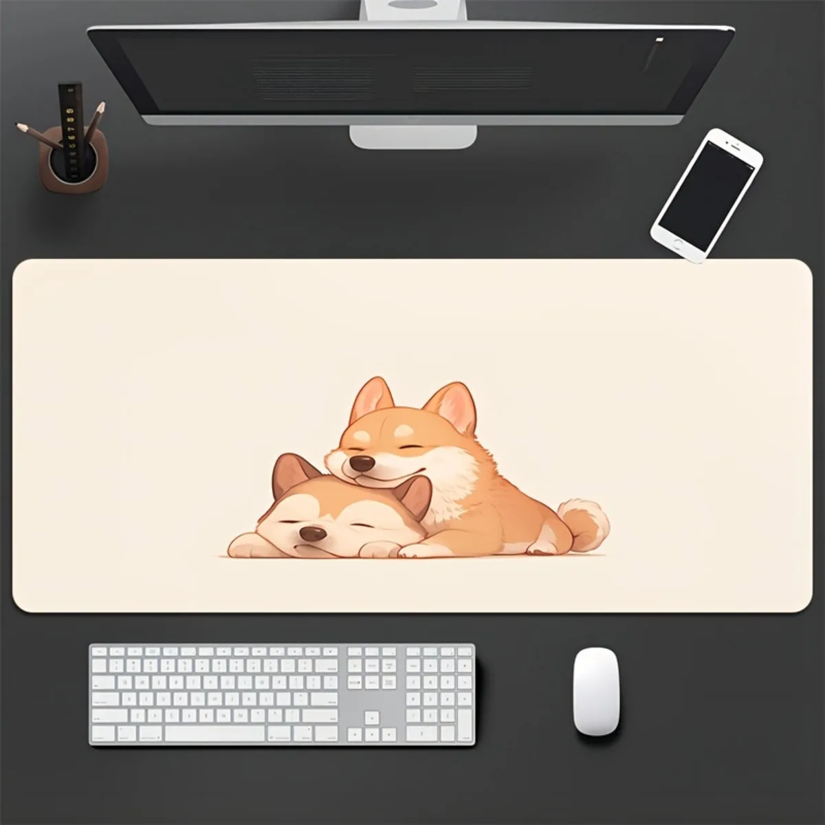 Soft Rubber Mouse Pad Lovely Puppy Design Non Slip Washable Sturdy Edge Locking Comfortable For Gaming Office And Desktop