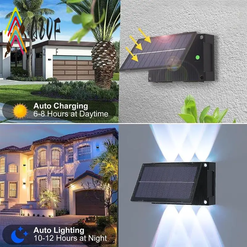 

A20F-LED Solar Wall Lamp Outdoor Rainproof Water For Garden Courtyard Intelligent Light Control Lamp Adjustable Solar Light