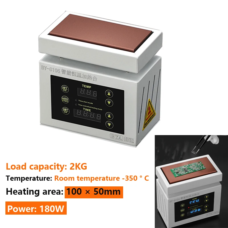 180W Smart Heating Station 100x50mm Thermostatic Room Temp-350℃ Digital Timer preheater Station PCB  LCD Touch Screen Repair