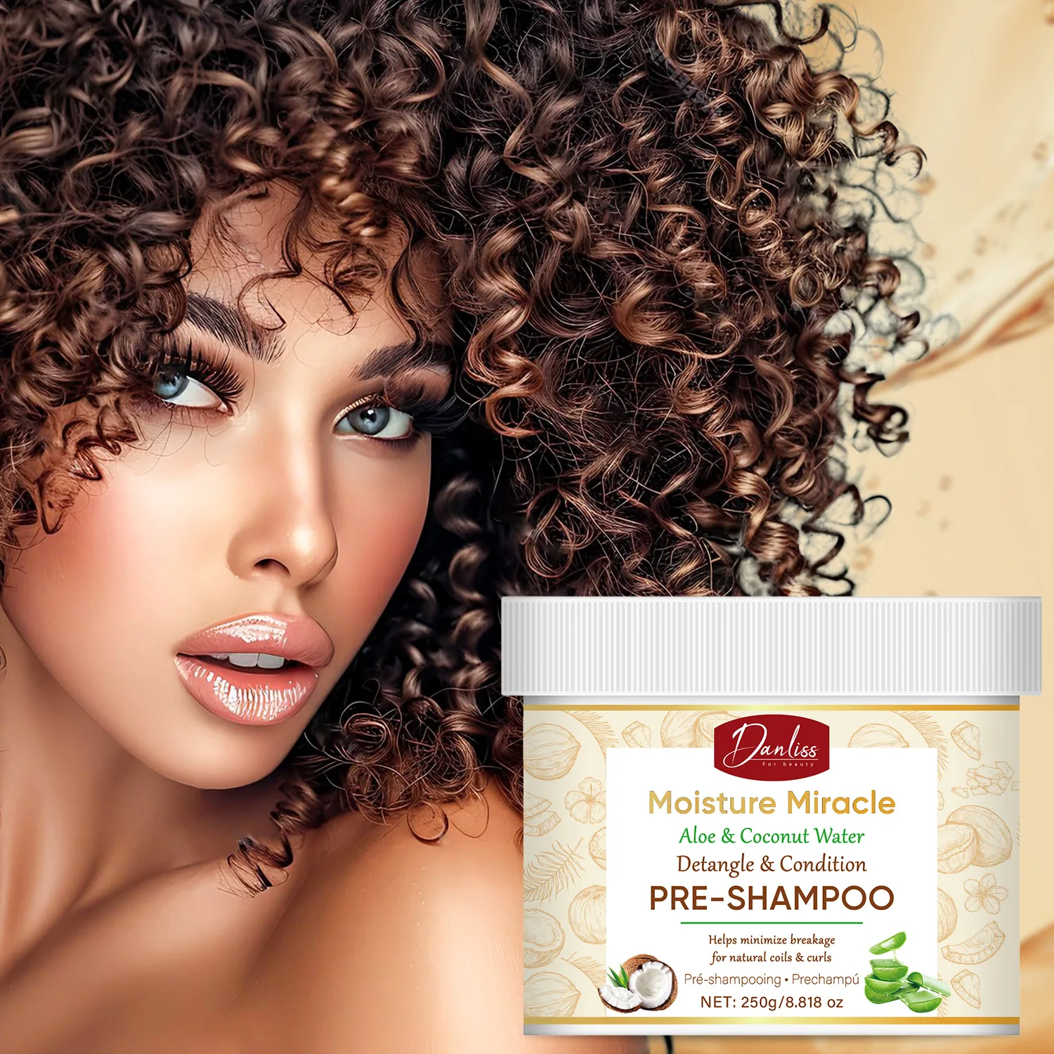 Moisture Miracle Aloe & Coconut Water Pre-Shampoo Treatment – Sulphate & Paraben Free Formula to Minimize Breakage for Curly.