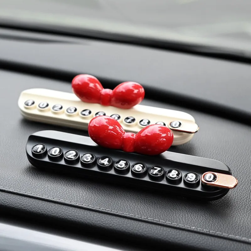 

Милый допаминовый бант серии, мультяшный номерной знак для мобильного телефона, скрытые декоративные аксессуары, временная парковочная карта для автомобилей