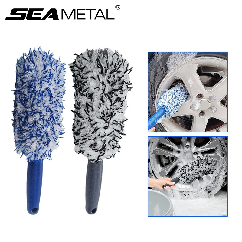 

SEAMETAL Car Wheel Tire Rim Cleaning Brush Portable Plush Car Wheel Hub Brush Washing Tool Car Detailing Care Dust Removal Brush