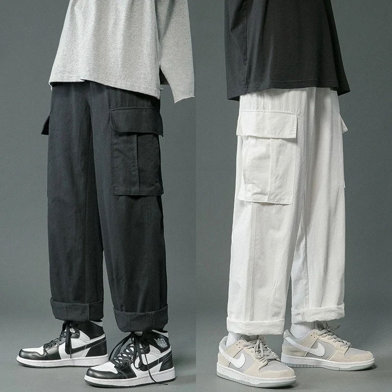 

Versatile Casual Workwear Pants Men's Loose Straight Leg Trousers Hong Kong Sle Color Wide Leg Neutral Long Trousers