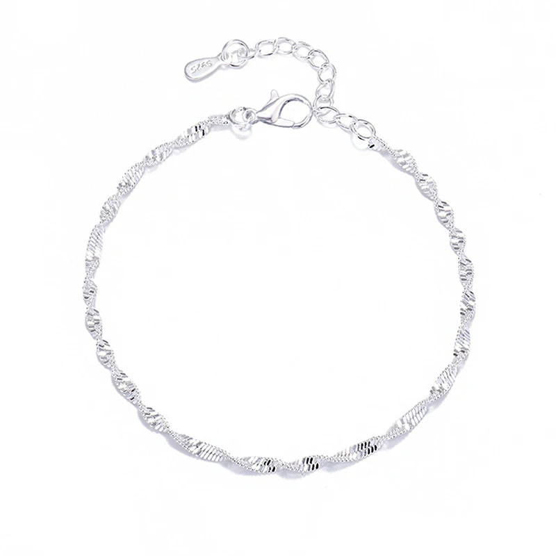 Moda Twisted Weave Chain For Women Anklet Hot Sale 925 Sterling Silver Anklets Bransoletka dla kobiet Biżuteria na stopę Anklet na stopę