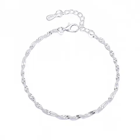 여성을위한 패션 트위스트 직조 체인 Anklet 뜨거운 판매 여성을위한 925 스털링 실버 Anklets 팔찌 발 보석 Anklet On Foot