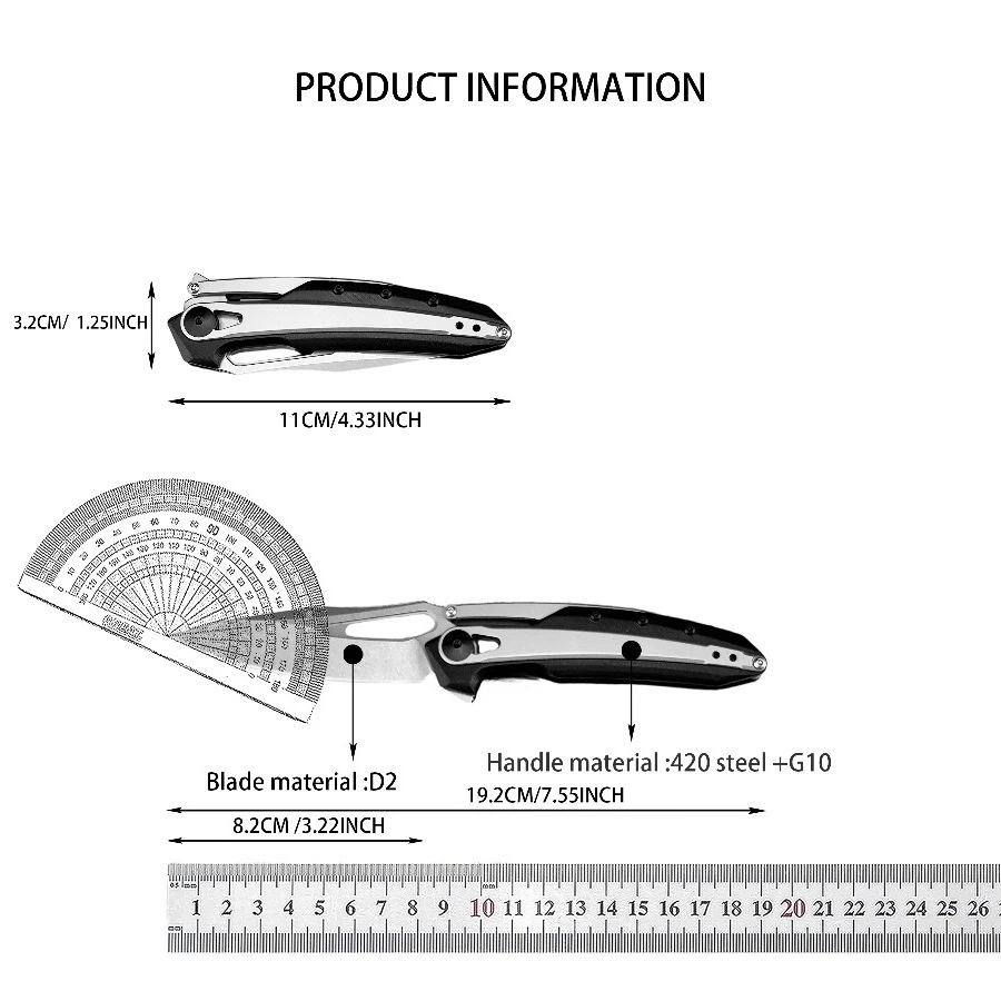 Z 0990 سكين جيب مدمج مع D2 شفرة 420 مقبض فولاذي + G10 قبضة التخييم في الهواء الطلق بقاء EDC الهروب أداة هدايا الرجال