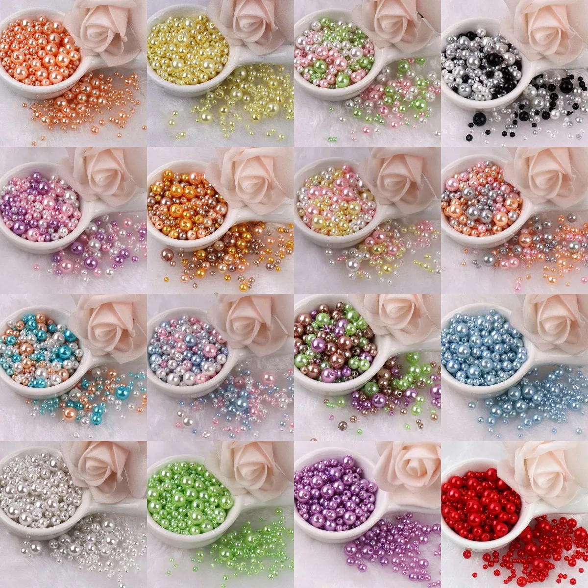 150Pcs Colorful Imitation Pearl Beads With Hole 3-8mm Round Resin Pearl Ball Beads Spacer Loose Beads for DIY Jewelry Craft Make