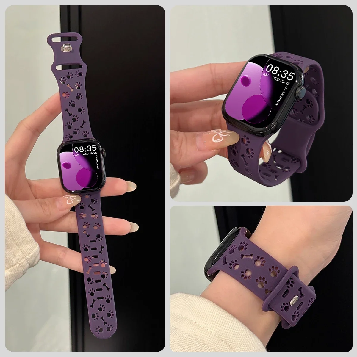 

Спортивный силиконовый ремешок для Apple Watch 49 46 45 44 42 41 40 38 мм, браслет Dog Paw Band для серии 11 10 9 8 7 6 5 4 3 SE Ultra3