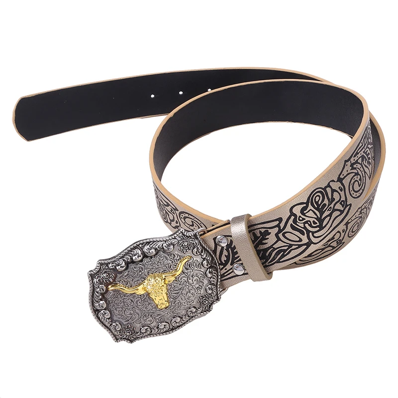 3.6Cm Retro Riemen Mode Embossing Mannenriemen Business Punk Hardware Jeans Riem Designer Riem Veelzijdige Vrouw Riem Accessoires