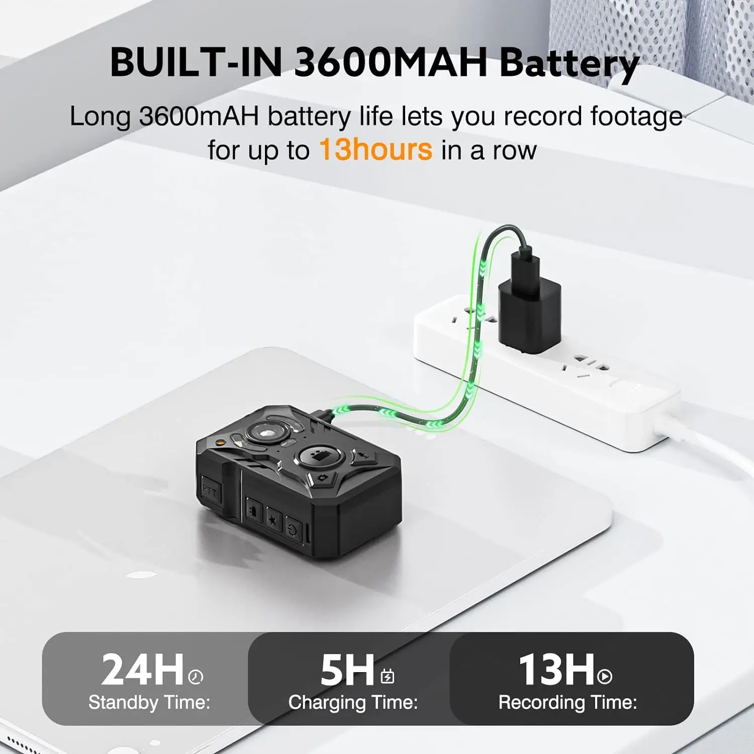 Losfom WD4 Mini Camcorders 1296P Body Camera 128G Body Worn Cam 3600mAh Battery 13 Hours Recording Mounted Cameras Night Vision - Image 3