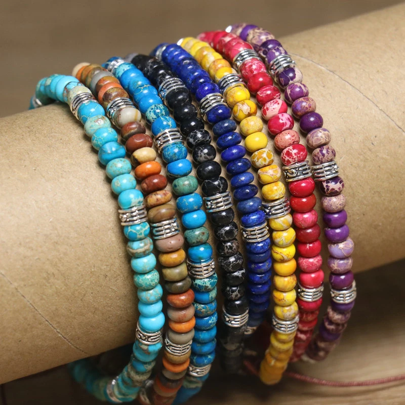 Ethnic Style Natural Stone Emperor Stone Weaving Adjustable Bracelet for Women Fashion Exquisite Bangle Jewelry Accessories