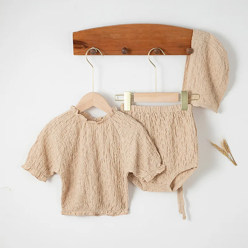 طفل الفتيات الملابس مجموعات وتتسابق الوليد محبوك قميص بلايز + شورت + قبعة الدعاوى الملابس 3 قطعة 0-3T