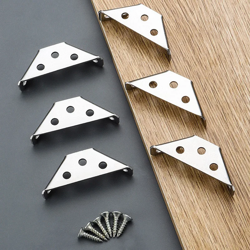 5Pcs Universal Stainless Steel Furniture Shelf Support Corner Connector With Screw Trapeziform Angle Code Brace Bracket Fastener