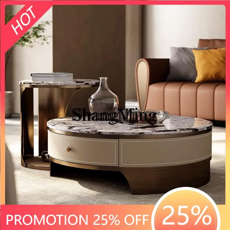 

CL round marble coffee table living room light luxury high-end small apartment household