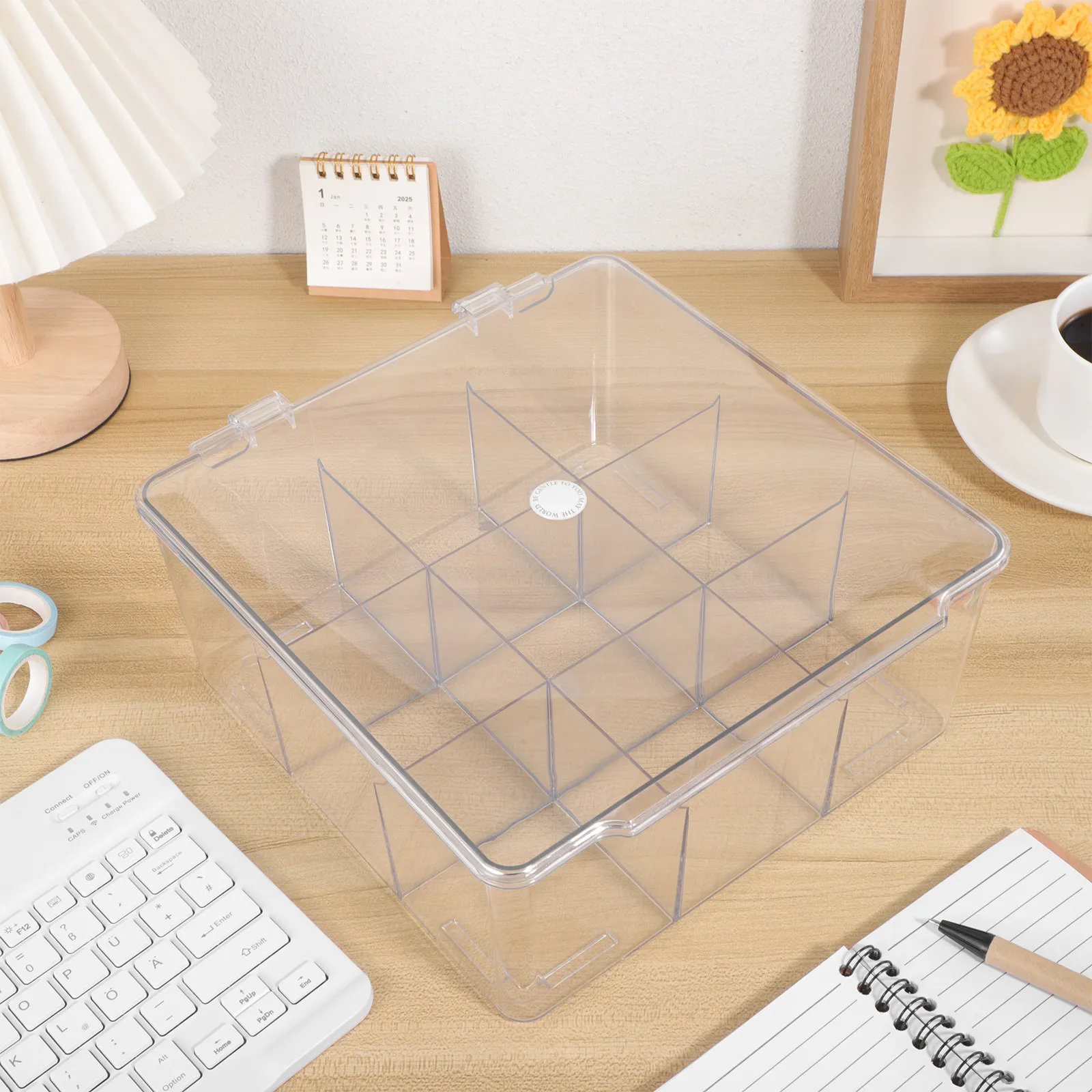 Plastic Clear Compartment Storage Case Organizer Grids Small Lid Stationery Bead Parts Multi Sectioned