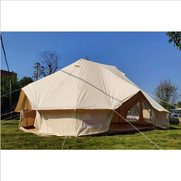 Luxury Heavy Duty Resort Glamping Tent Hotel 6X4M Emperor Bell Tent With Three Doors