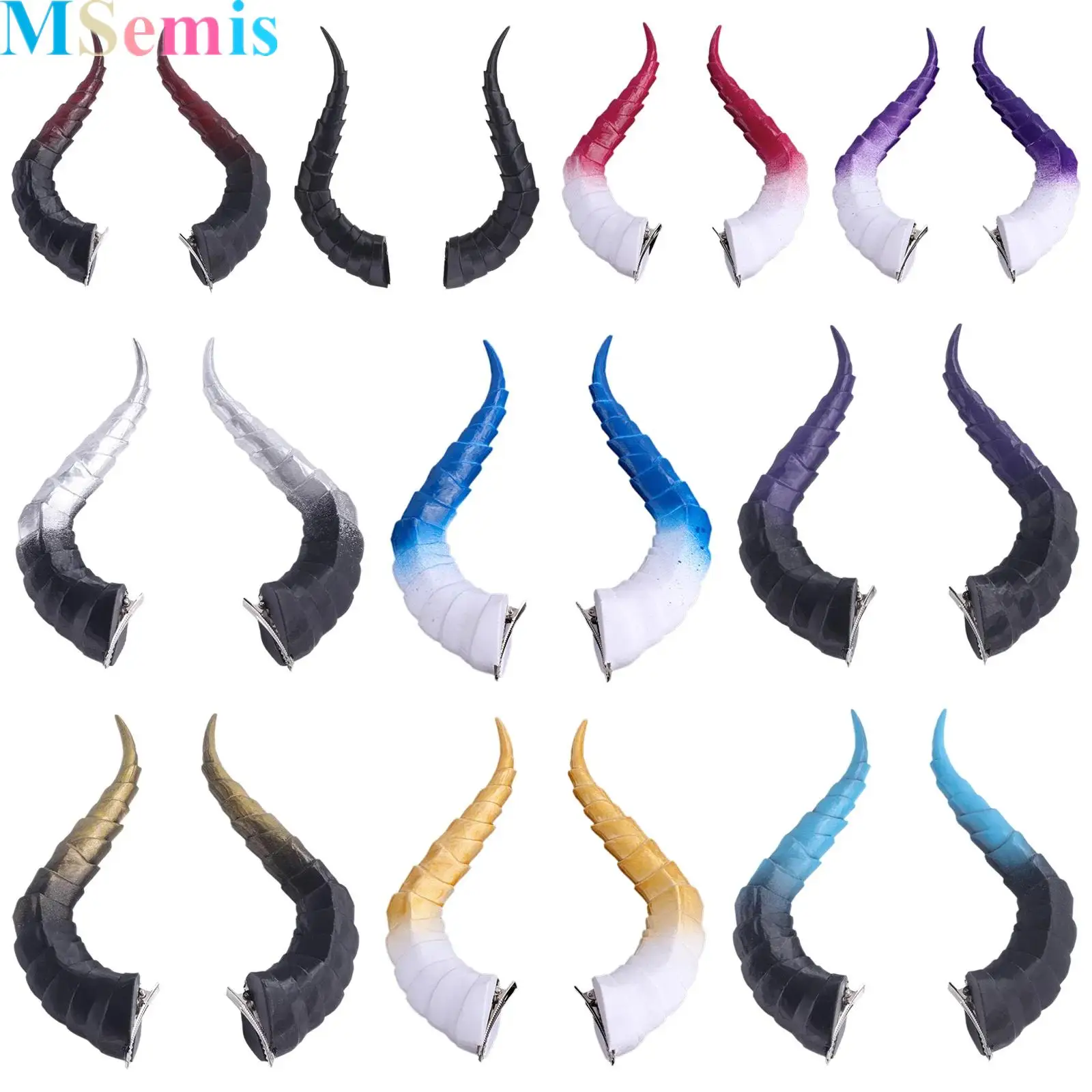 

1 Pair Demon Horns Devil Headpiece Sheep Hair Clips Goat Horn Headdress for Halloween Party Cosplay Costume Accessories