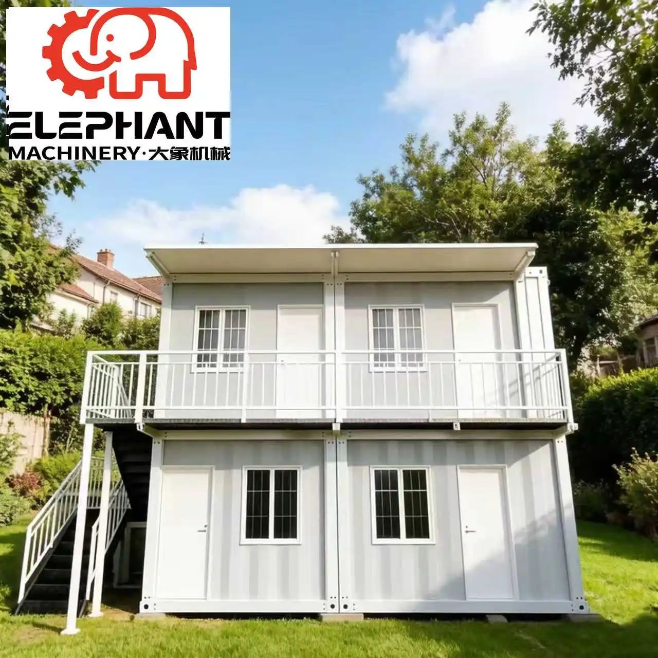 ELEPNANT House 2 Story Detachable Flat Pack Container Villa with Modern Design for Farmhouse School Office Building & Bedroom