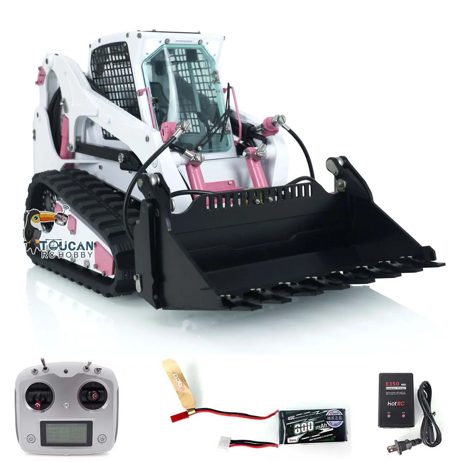 LESU 1/14 RC Loader Metal Aoue LT5 Tracked Skid-Steer Hydraulic RTR Pink Painted DIY Model Birthday Gift Toys THZH1224