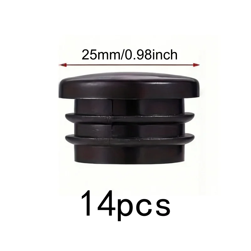 14Pcs 25mm Round Plastic Tube Plugs, Firm Inner Insert, Dustproof & Anti-Collision for Home Chair Pipes