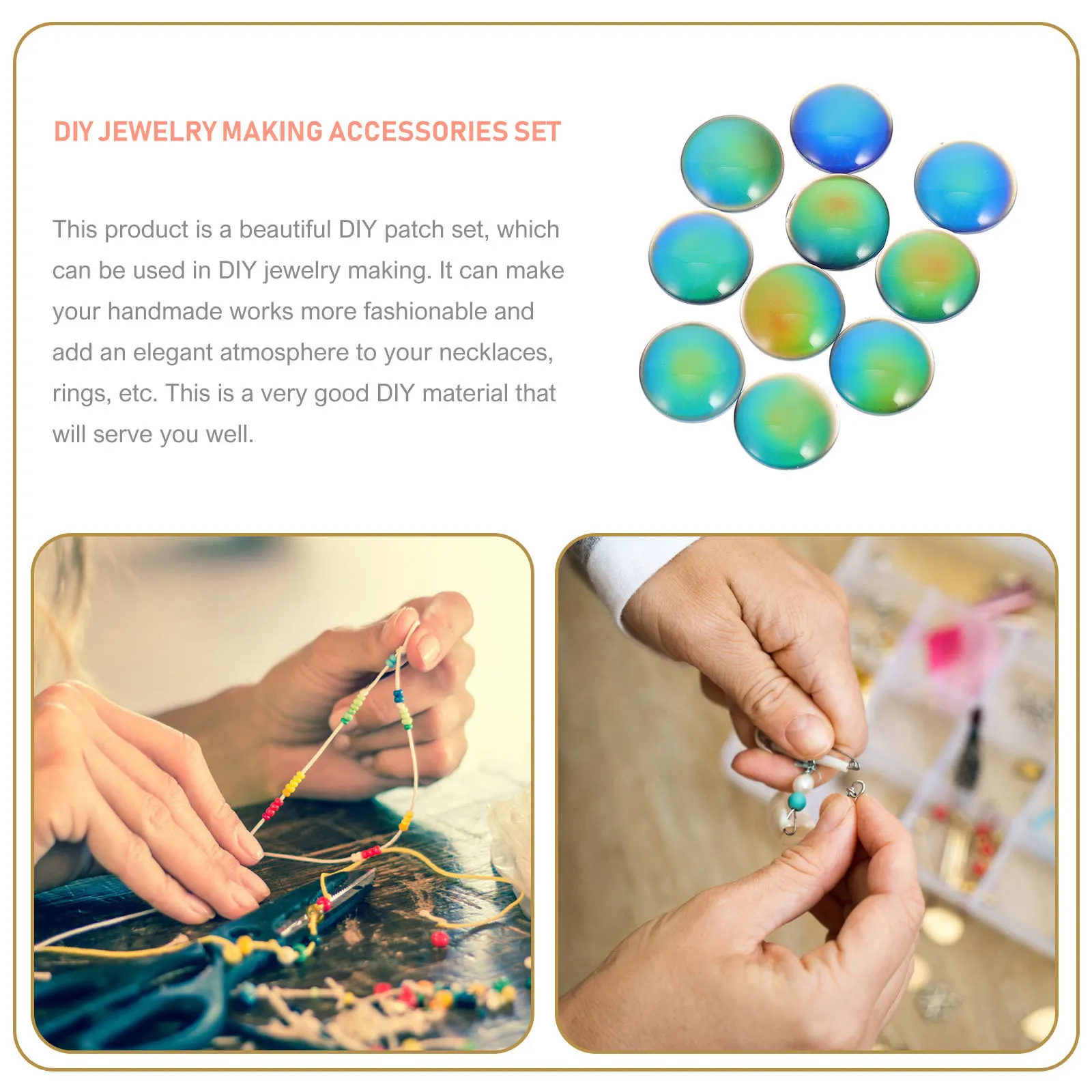 

10Pcs Color Changing Glass Dome Gems DIY Jewelry Making Accessories Oval Gem Patches for Handmade Necklaces Rings