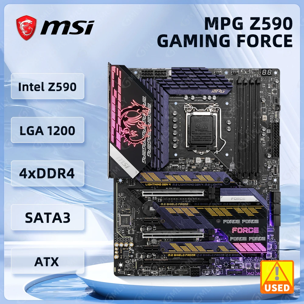 MSI MPG Z590 GAMING FORCE Motherboard LGA1200 Intel Z590 DDR4 128G support  i9-11900F 11700 10600 10400 10100 G6505 cpu ATX M.2