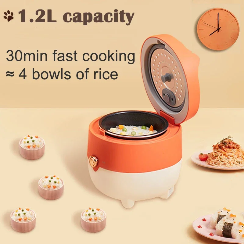 Nieuwe Mini rijstkoker Kleine 1.2L Rijstkoker Binnenlandse kookpot midea Fox Line Rode kawayi kitty Smart Cooker een sleutel