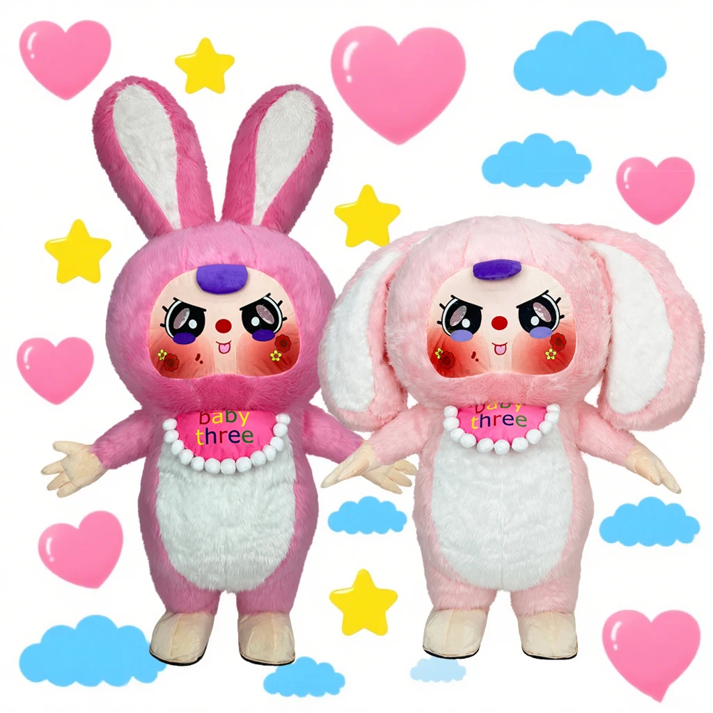 

Baby Three Inflatable Plush Costume Mascot Parade Adult Character Cosplay Halloween Performance Party Prop Set