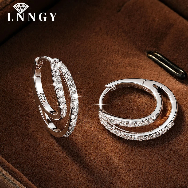 Lnngy Certified Moissanite Halo Earrings For Women 14K Gold Filled Lab Diamond Huggies Earring Sparkling Wedding Jewelry Gift