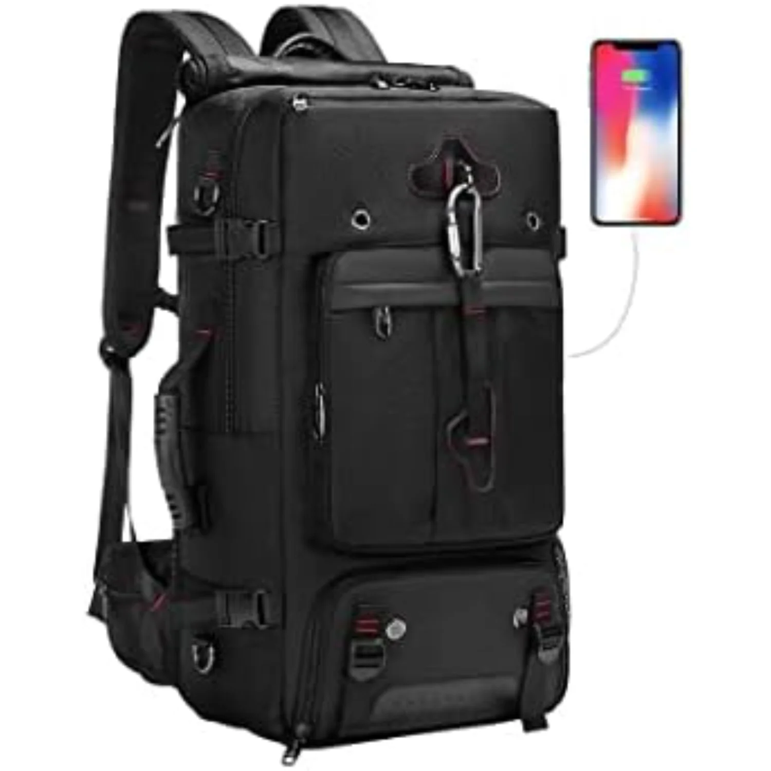 

DBNAU Travel Backpack 35-50L with Shoe Compartment, USB Port, Laptop Sleeve, Airline Approved, Waterproof, Durable for Men