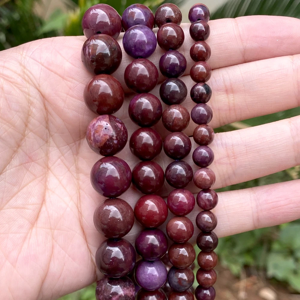 6/8/10/12mm Natural Stone Beads Flower Sugilite Round Stone Beads For Jewelry Making Findings DIY Bracelet Necklace Accessories