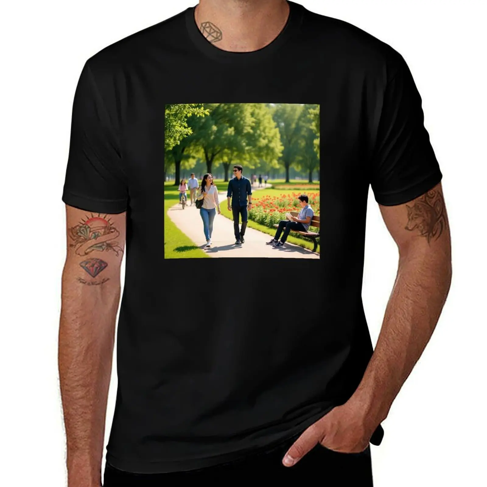 

a walk in the park T-Shirt boys animal print kawaii clothes animal prinfor boys plain black t shirts men