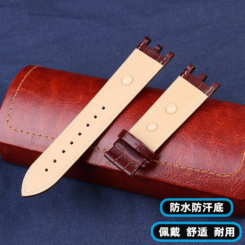 Pulseira de relógio para versace V-RACECHRONO série gmt duplo côncavo interface convexa pulseira de relógio de couro genuíno masculino 24mm