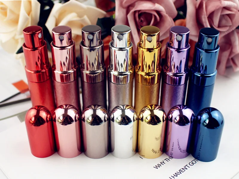 10pcs/lot Top Quality 6ML Refillable Glass Perfume Bottle Empty Metal Fragrance Bottles Aluminum Atomizer Travel Size