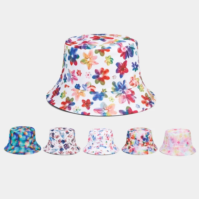 Amazon Hot Sale Small Floral Pattern Reversible Fisherman Hat Summer Outdoor Travel Sun Protection Sun Hat Fashion Busket Hat