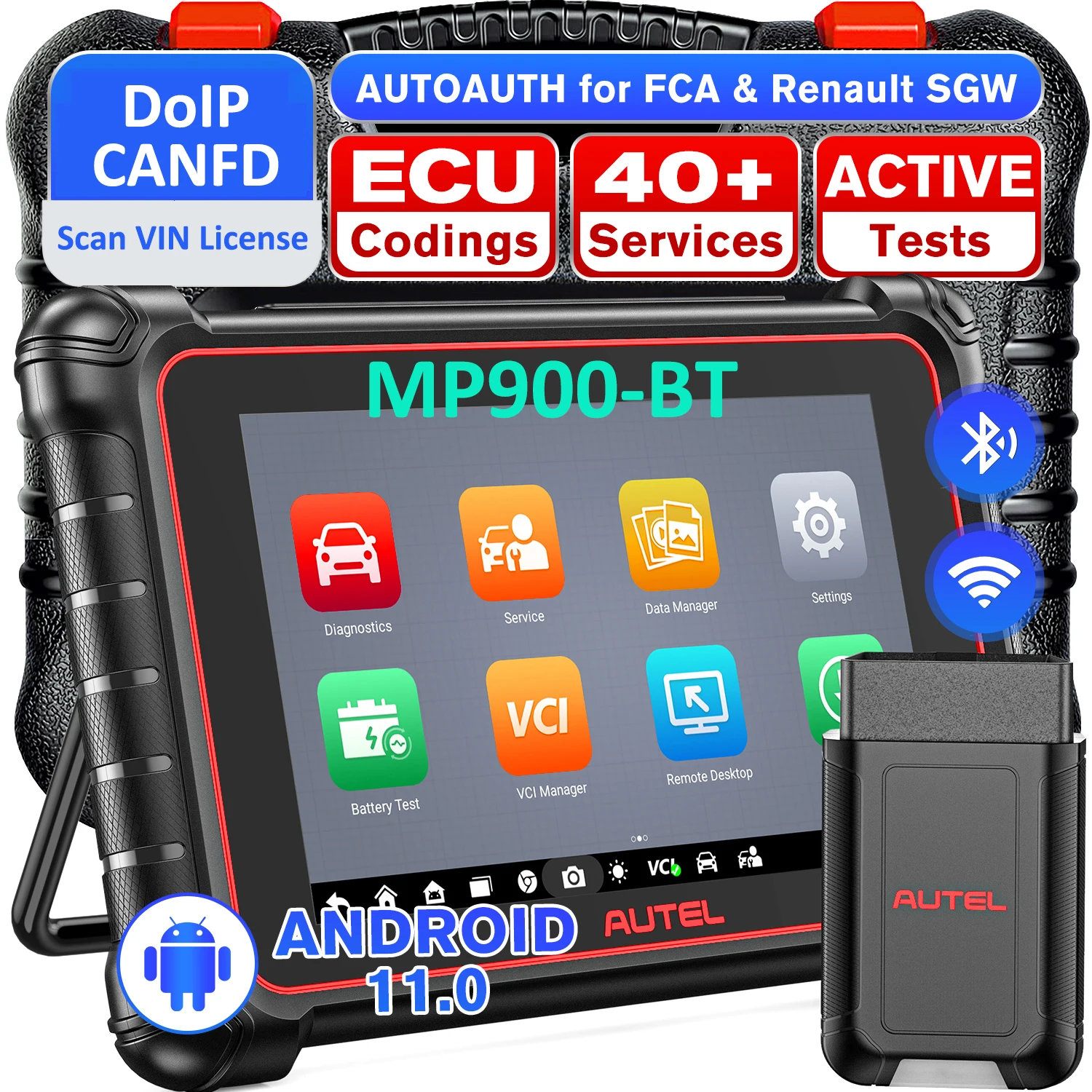 Autel MaxiPRO MP900-BT ECU Coding Automotive Diagnostic Tools MP900BT DoIP/CAN FD OBD2 Car Scan Tool PK MK900-BT MP900E MK900