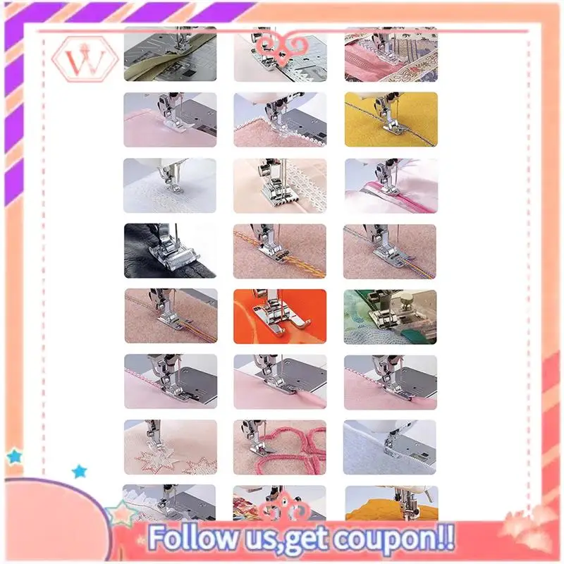 82PCS Sewing Machine Presser Foot Press For Brother Singer Kit Braiding Blind Stitch Overlock Zipper Ruler Accessories