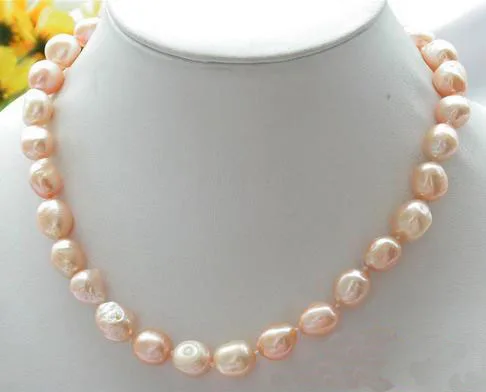 

Favorite Pearl Jewelry,17'' 13mm Pink Baroque Freshwater Cultured Pearl Necklace,Weddin Birthday Party Charming Women Gift