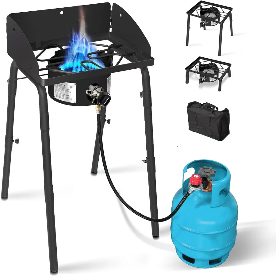 Red Mountain Valley Fornello a gas da campeggio portatile da esterno con un bruciatore con gambe rimovibili Borsa portatile e fornello da campeggio per parabrezza