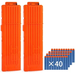 2 Pack 18-Dart Quick Reload Clip Orange With 40pcs Dart Refill Soft Bullets For Nerf Toy Guns N-Strike Elite Series