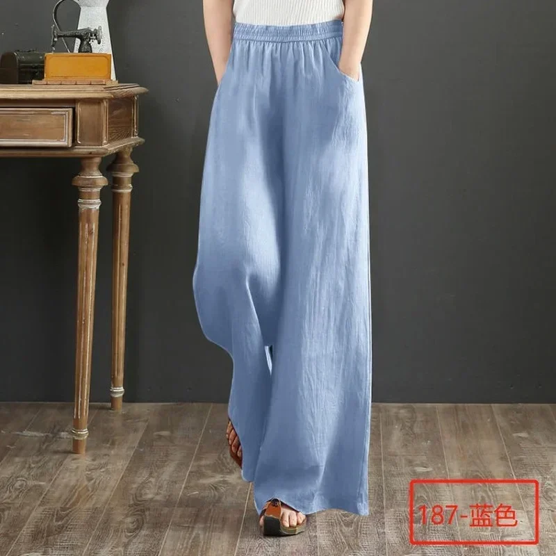 Pantalones de pierna recta para mujer, ropa holgada, cintura elástica, Original, estética elegante, A231