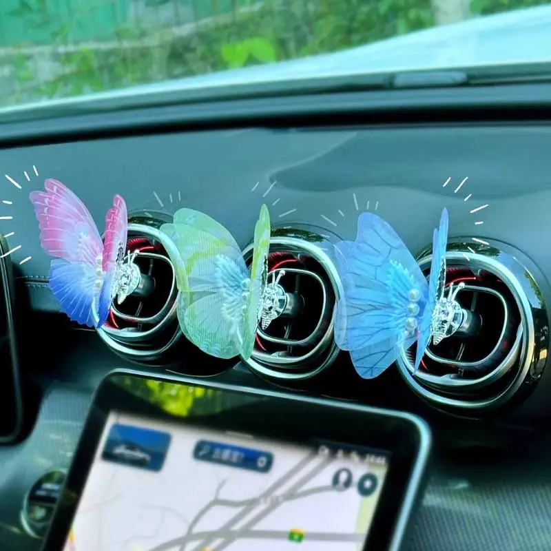 Ornements de papillon de console centrale de voiture personnalisés, décorations de sortie d'air, guérison créative, papillons dynamiques