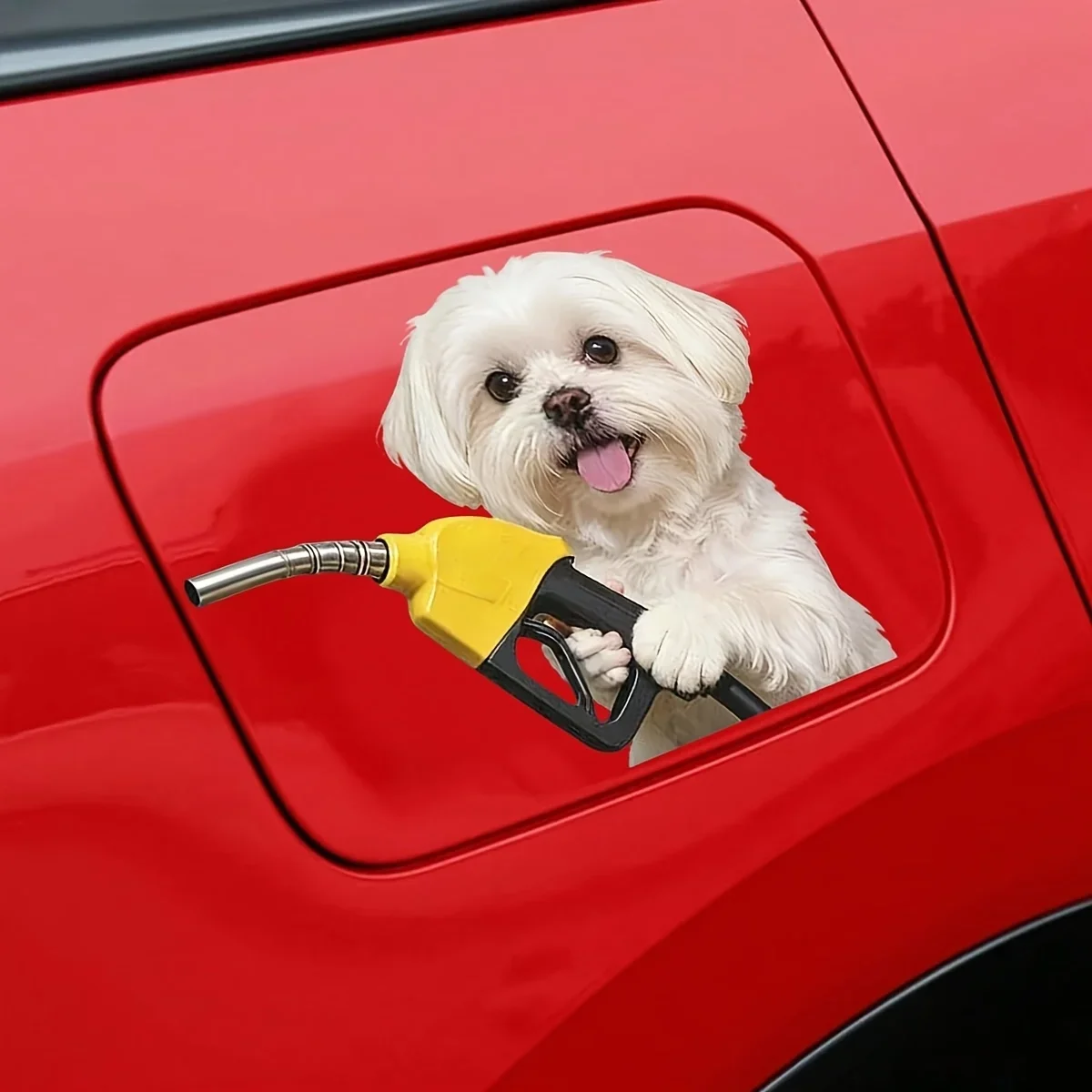 Maltese Dog Gas Pump Car Sticker Waterproof Vinyl Decal for Fuel Tank Cap Body Window Funny Pet Auto Motorcycle Decor