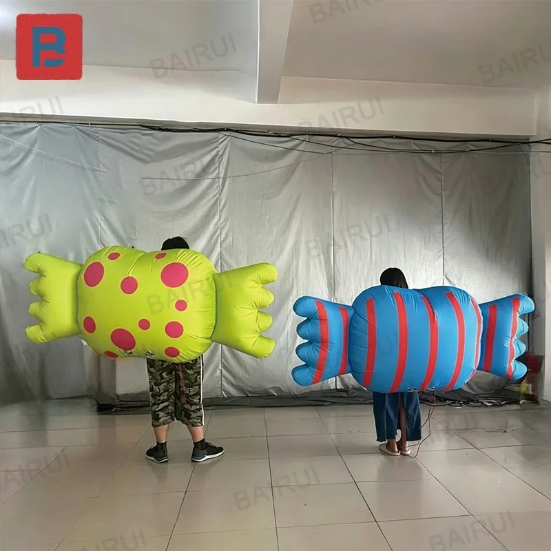 Inflatable candies, clothing, backpack-style, with blower, for outdoor shopping malls, squares or parade decorations